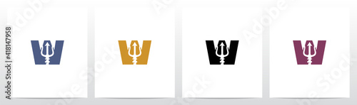 Trident On Letter Logo Design W