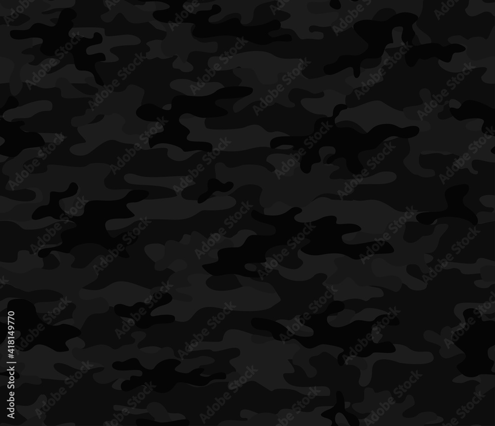 Camouflage vector pattern black seamless background. Stylish night print. Camouflage vector pattern black seamless background. Stylish night print.