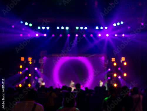 Bright colorful stage lights of blur background, Bokeh concert light