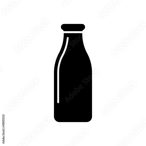 Milk bottle icon. Black silhouette. Vector flat simple graphic illustration. The isolated object on a white background. Isolate.
