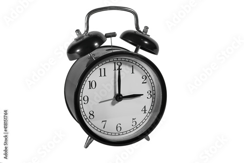 Analog clock. Isolate on a white background. Close-up.