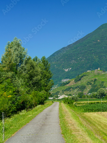 Landscape along the Sentiero della Valtellina, Italy, from the cycleway