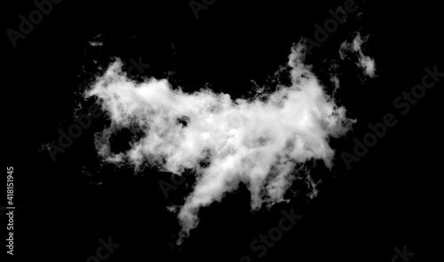 White cloud isolated on black background, Fluffy texture , Abstract smoke