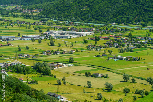 Panoramic view of Valtellina from Ardenno at summer