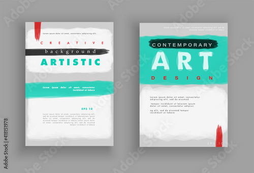 Minimalistic art. Cover design. Abstract painting style. Colorful background geometric patterns. Vector template brochures, flyers, presentations, leaflet, magazine a4 size. Eps 10 photo