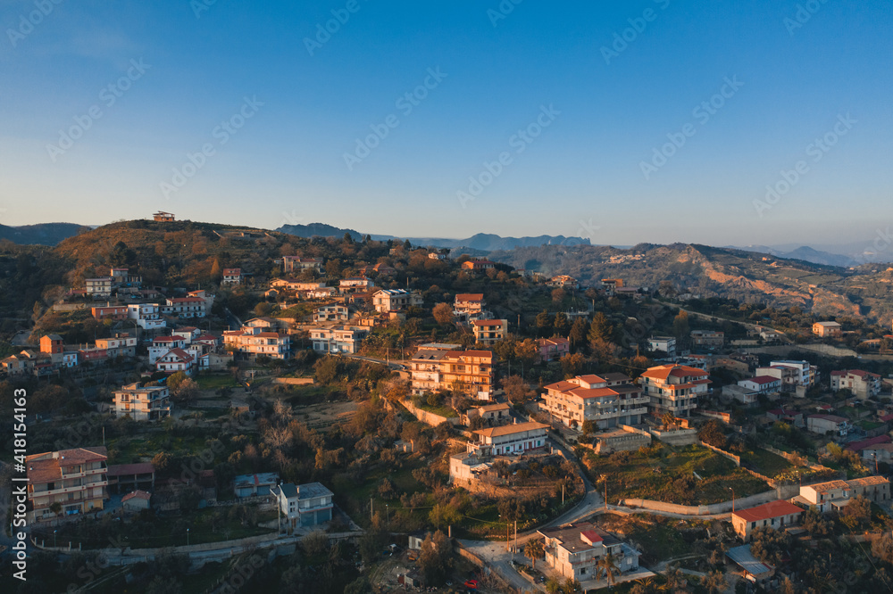 Aerial view of city of Careri, Calabria Italy.