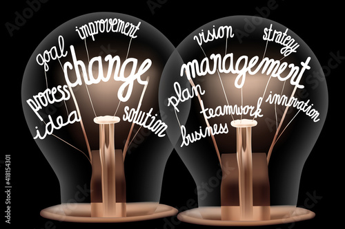 Light Bulbs with Change Management Concept