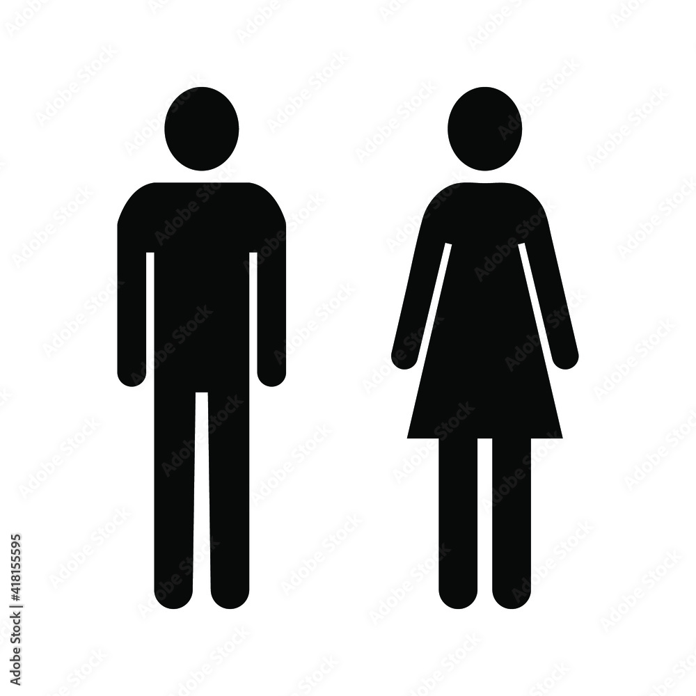 Men women icon - Toilet Restroom Sign. International sign for Restroom on white background color editable Men women icon - Toilet Restroom Sign. International sign for Restroom on white background color editable