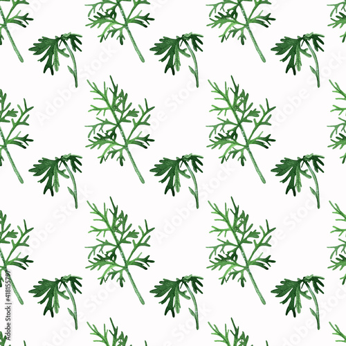 Seamless leaves watercolor pattern.Pulsatina patens leaves.For wrappers wallpapers postcards greating cards wedding invintation.