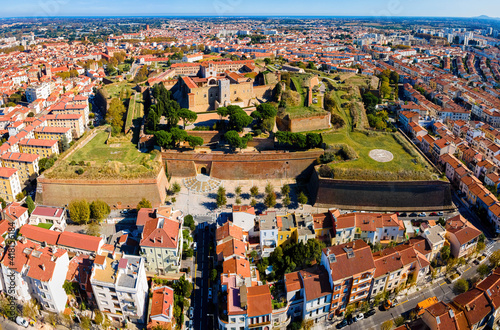 Aerial view of the city of Perpignan in France