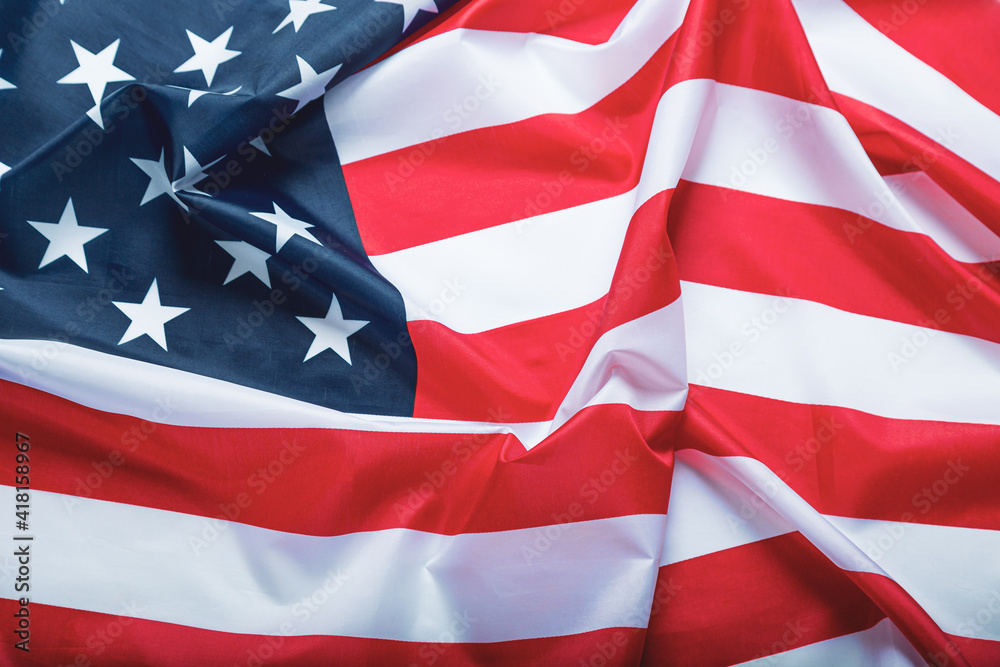 Fototapeta premium United States of America flag. Image of the american flag flying in the wind.