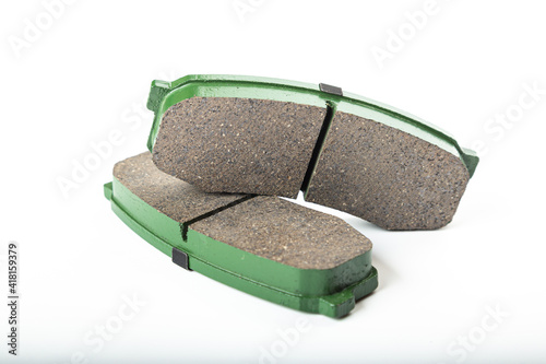 New brake pads on white background isolated object