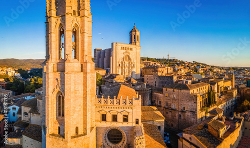 Aerial view of Girona, a city in Spain’s northeastern Catalonia region photo