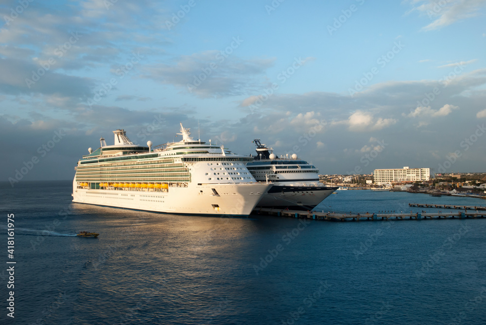 Cozumel Island Cruise Ships At Dusk
