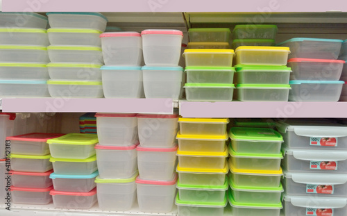 Selling plastic square containers at a hardware store