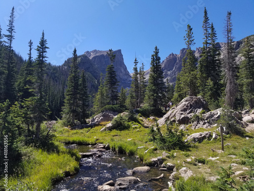 Stream and Rocky Mountains, Rocky Mountain National Park, Colorado 