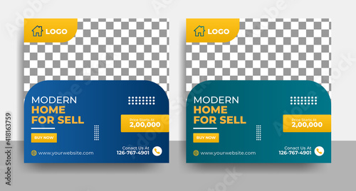 Real Estate Flyer Template, home for sale real estate social media banner post template vector
