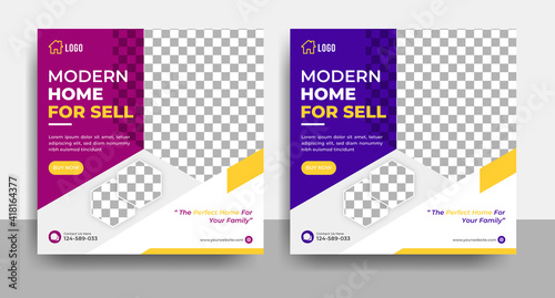 Modern Real Estate Flyer Template, real estate social media banner post template vector
