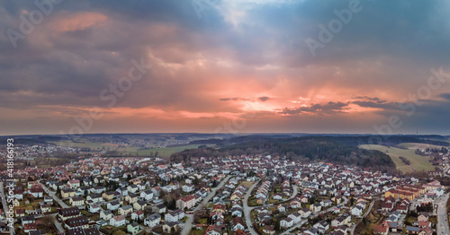 Bavarian City from Top during sunset phase 