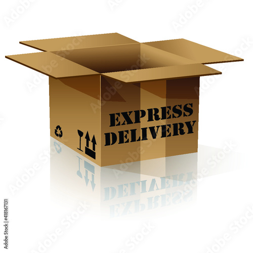 Expres delivery or package shipping order web shop shipment in cardboard box