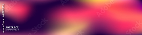 Purple gradient vector background. Blurred soft blend color gradation holographic horizontal banner. Hologram gradient colorful background.