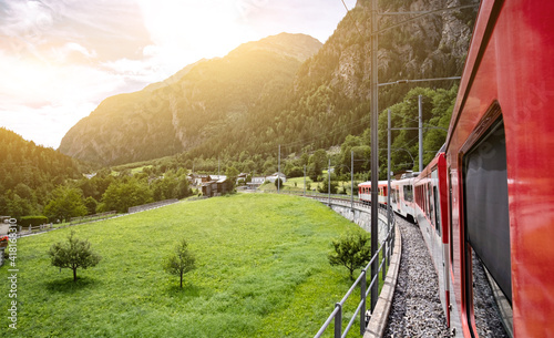 Foto Beautiful view from red train