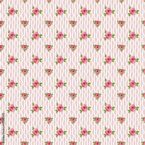 Wallpaper Mural Bright roses on a pink background with a curved stripe, seamless pattern Torontodigital.ca