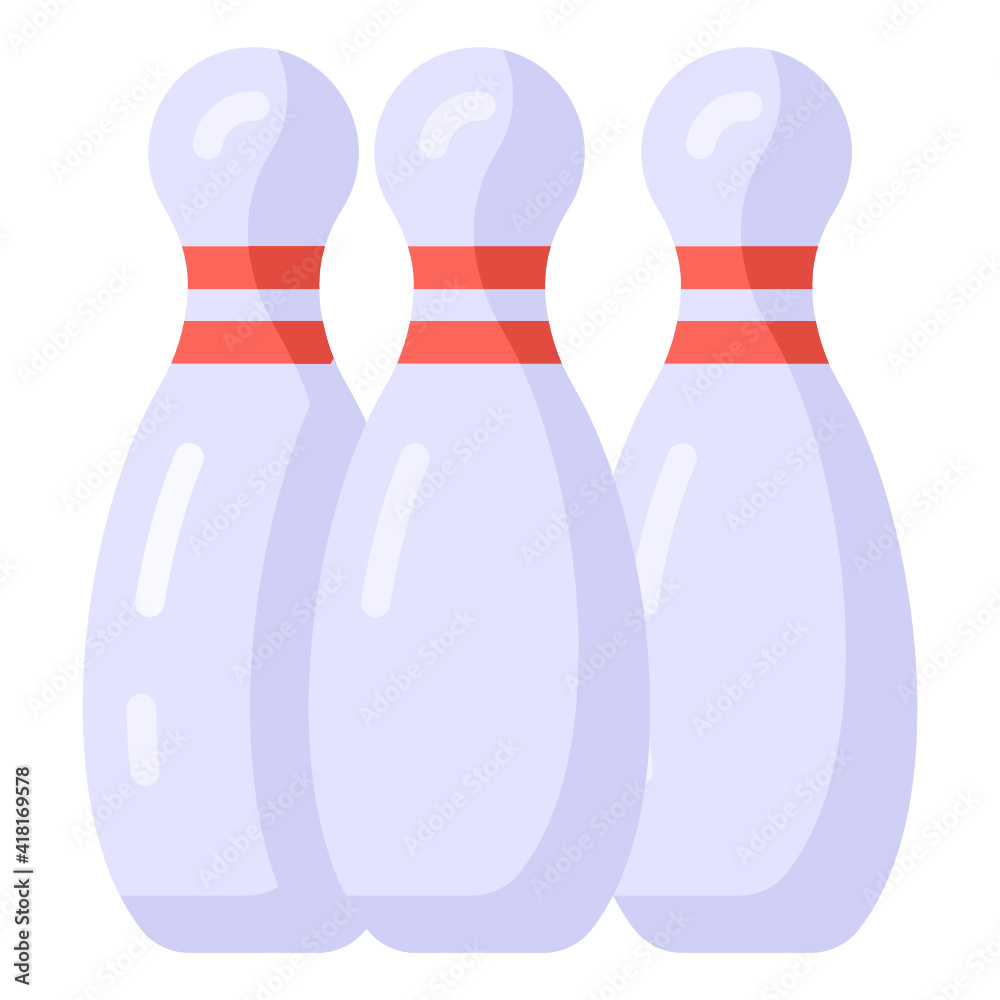 
Bowling tenpins in flat icon, premium download

