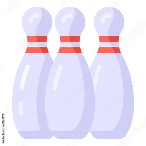 
Bowling tenpins in flat icon, premium download


