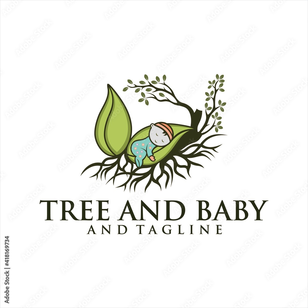 Fototapeta premium Leaf Nature Baby Tree Logo Template,
