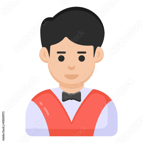 
A worker in casino, croupier flat icon

