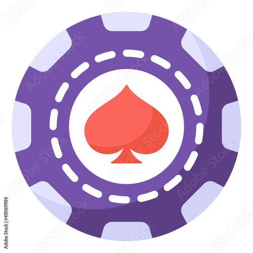 
A casino spade chip in flat vector

