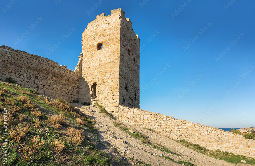 Genoese fortress in Theodosia. Republic of Crimea, October, 2020.