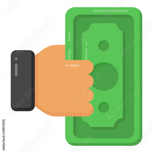 
A flat vector denoting giving money, bribery flat icon

