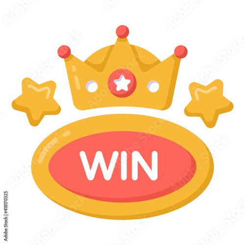 
A flat vector icon design of a winner crown

