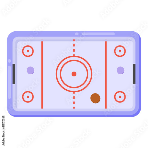 
An air hockey table game in flat icon

