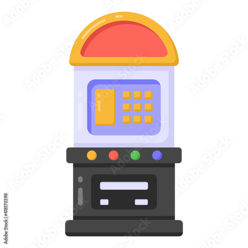 
An arcade game with eating bubble, flat icon

