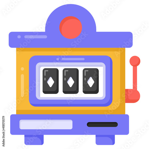  Slot machine flat icon, casino machine