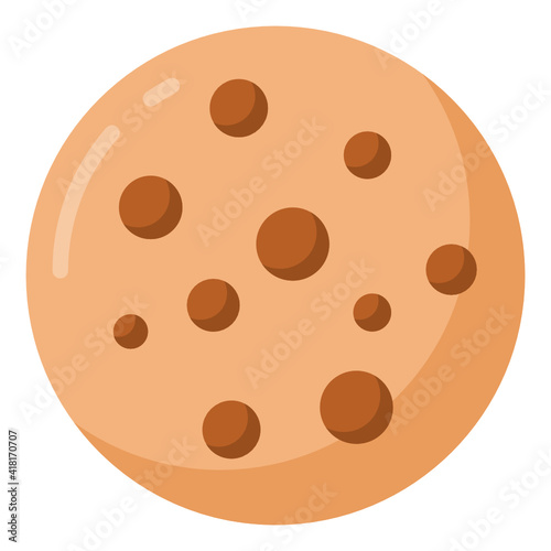 
A chocolate chips cookie in flat icon

