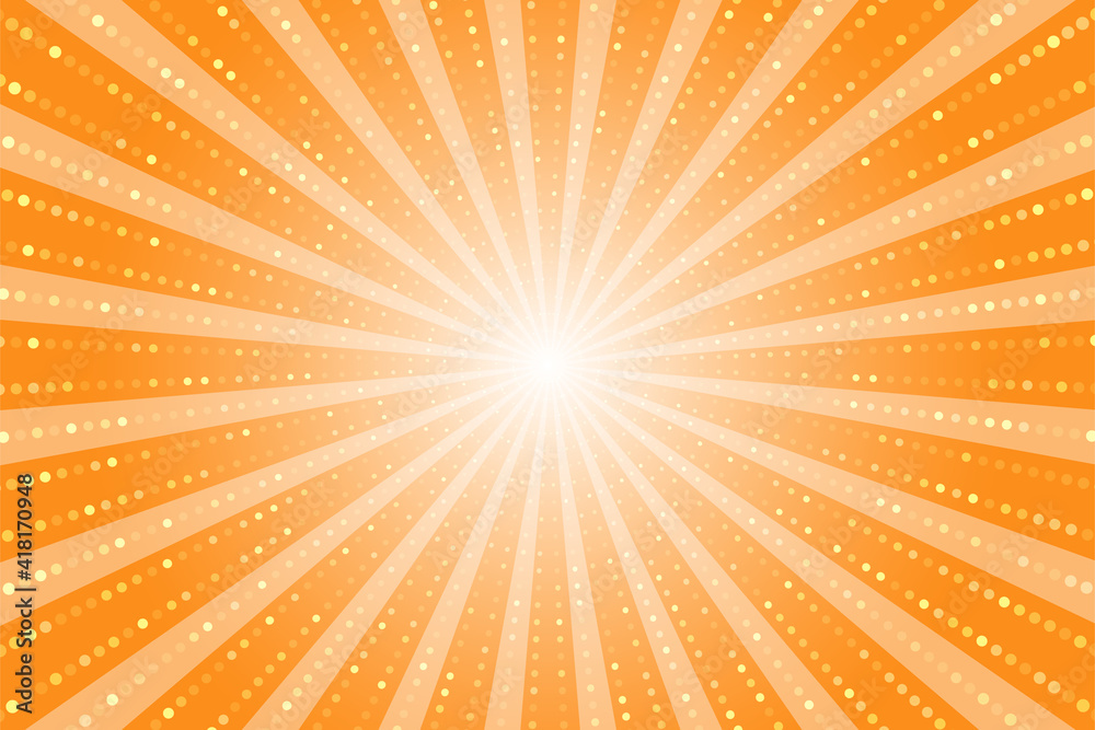 Fototapeta premium Yellow-orange sunshine colorful vector background.Pop art yellow background. Abstract orange wallpaper for banner, ad, social media and template. Stock vector illustration.