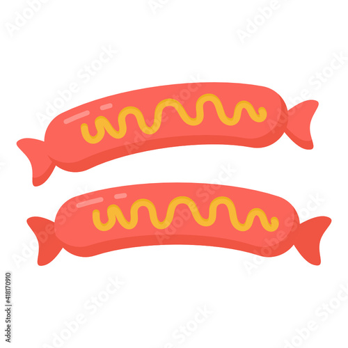 
A flat pork sausages icon 

