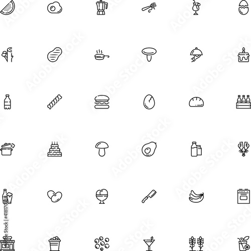 icon vector icon set such as: invitation, cold, home, barbecue, cereal, ear, fungus, sandwich, fusilli, pepper, skillet, purple, beer glass, window, label, banana, caffeine, half, waiter, boutique