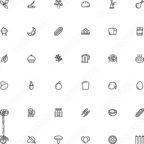 icon vector icon set such as: metallic, beef, barbeque, butter, root, herbs and spices, stick, twig, barrel, birthday, thin, cutlets, drawing, information, grocery, burger, exotic, hop beer, herbal