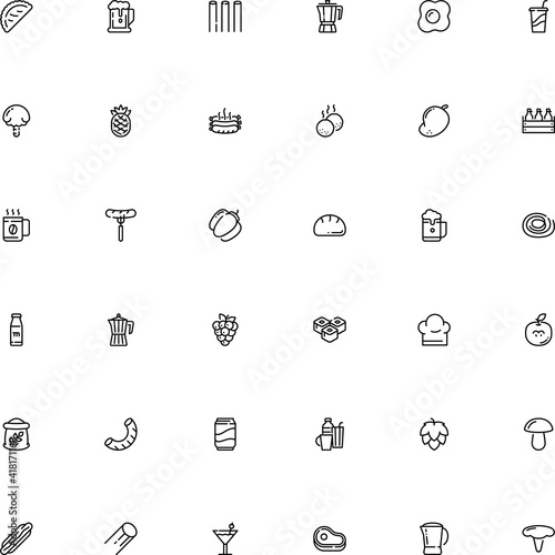 icon vector icon set such as: trendy, colored, rice, teapot, chanterelle, bag, slice, ball, cow, half, professional, aroma, clothing, colour, cooker, smoke, cannelloni pasta shape, fat, roll
