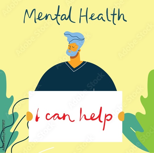 Mental health illustration concept. Psychology visual interpretation of mental health.