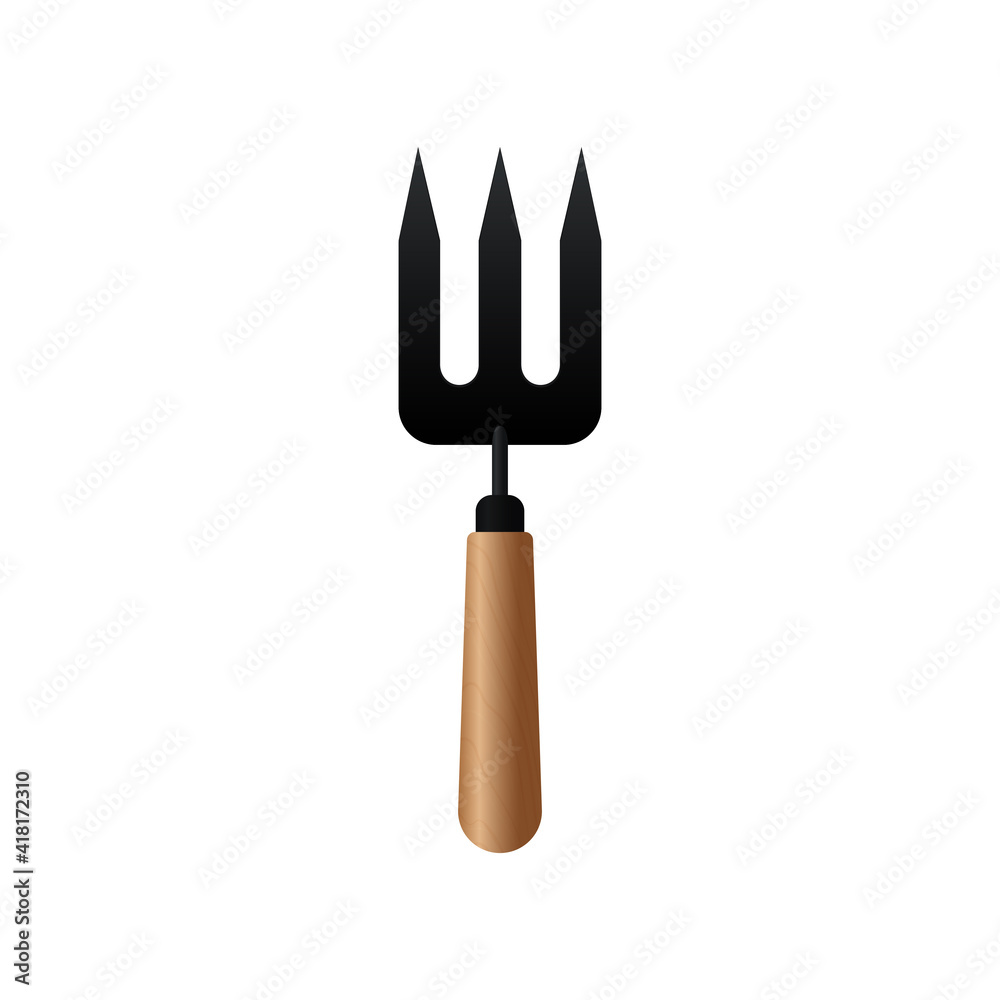 A set of garden tools made of black metal with wooden handles. Vector stock illustration isolated on a white background A set of garden tools made of black metal with wooden handles. Vector stock illustration isolated on a white background