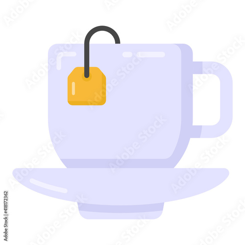 
Teabag with cup and steam, teacup icon in flat design 

