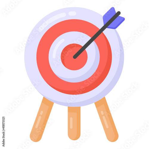 
Arrow hitting on board, archery game in modern flat style 

