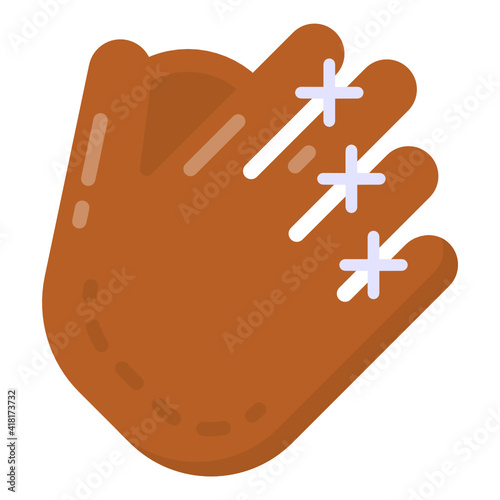 
A baseball glove commonly known as mitt, flat icon


