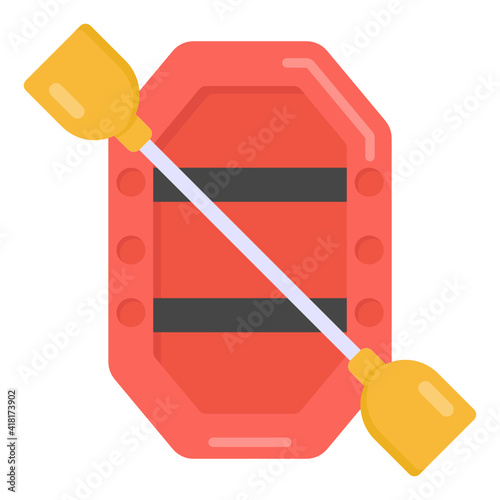 
Rafting boat icon of flat style, water sports olympic 

